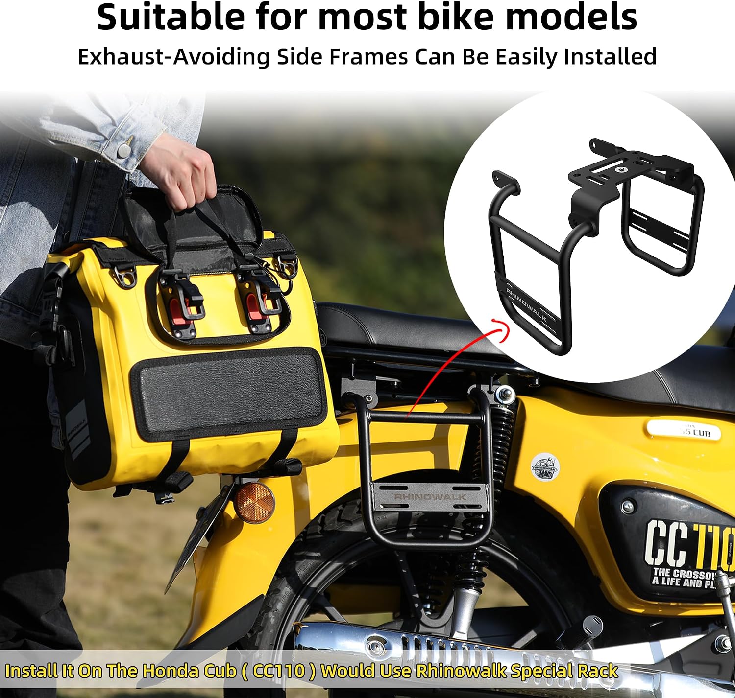 Motorcycle Saddlebags, Waterproof Saddlebags, Quick Release 15L Single Side Hanging Bag Motorcycle Accessories