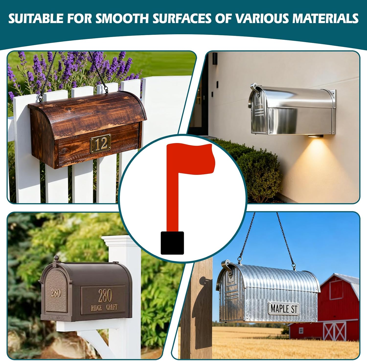 Universal Mailbox Flag Replacement Kit for Post Mount & Wall Mount Mailboxes, Easy-Install, Weather-Proof & Tool-Free