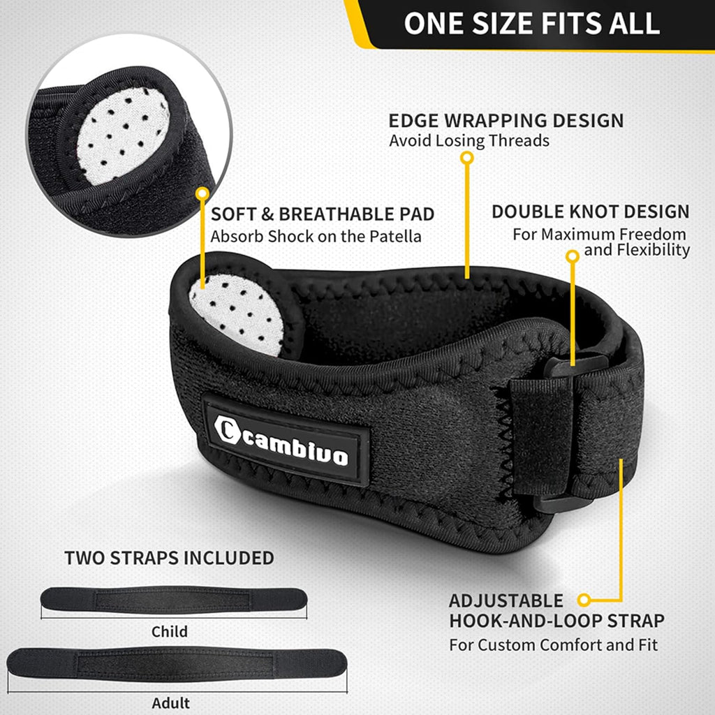 2 Pack Patella Tendon Knee Straps, Knee Brace for Women & Men with Extra Straps, Patella Bands for Pain Relief
