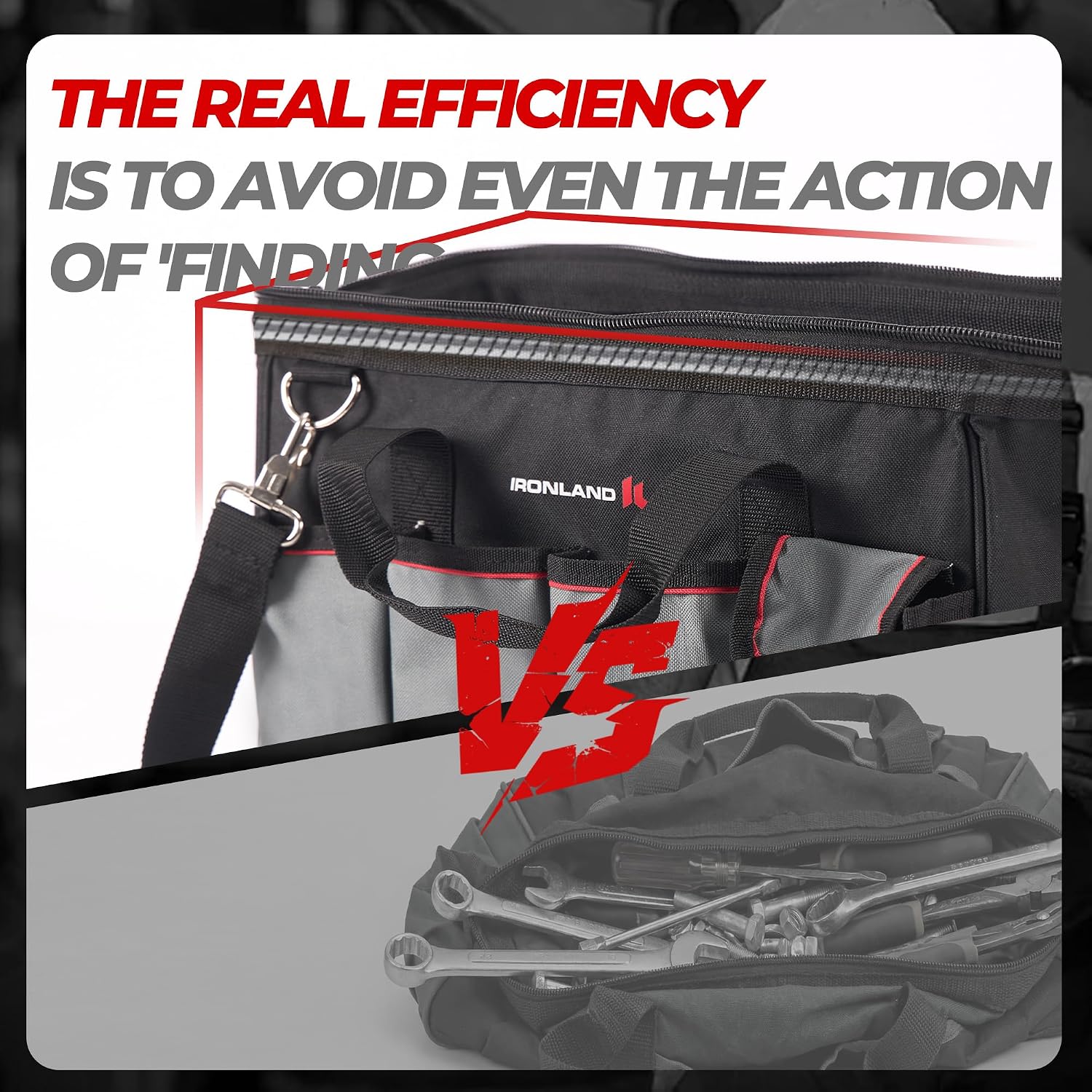 16.5 Inch Hard & Sturdy Bottom Tool Bag Organizer for Men, Waterproof Heavy Duty Tool Bag with Handle & Large Zipper