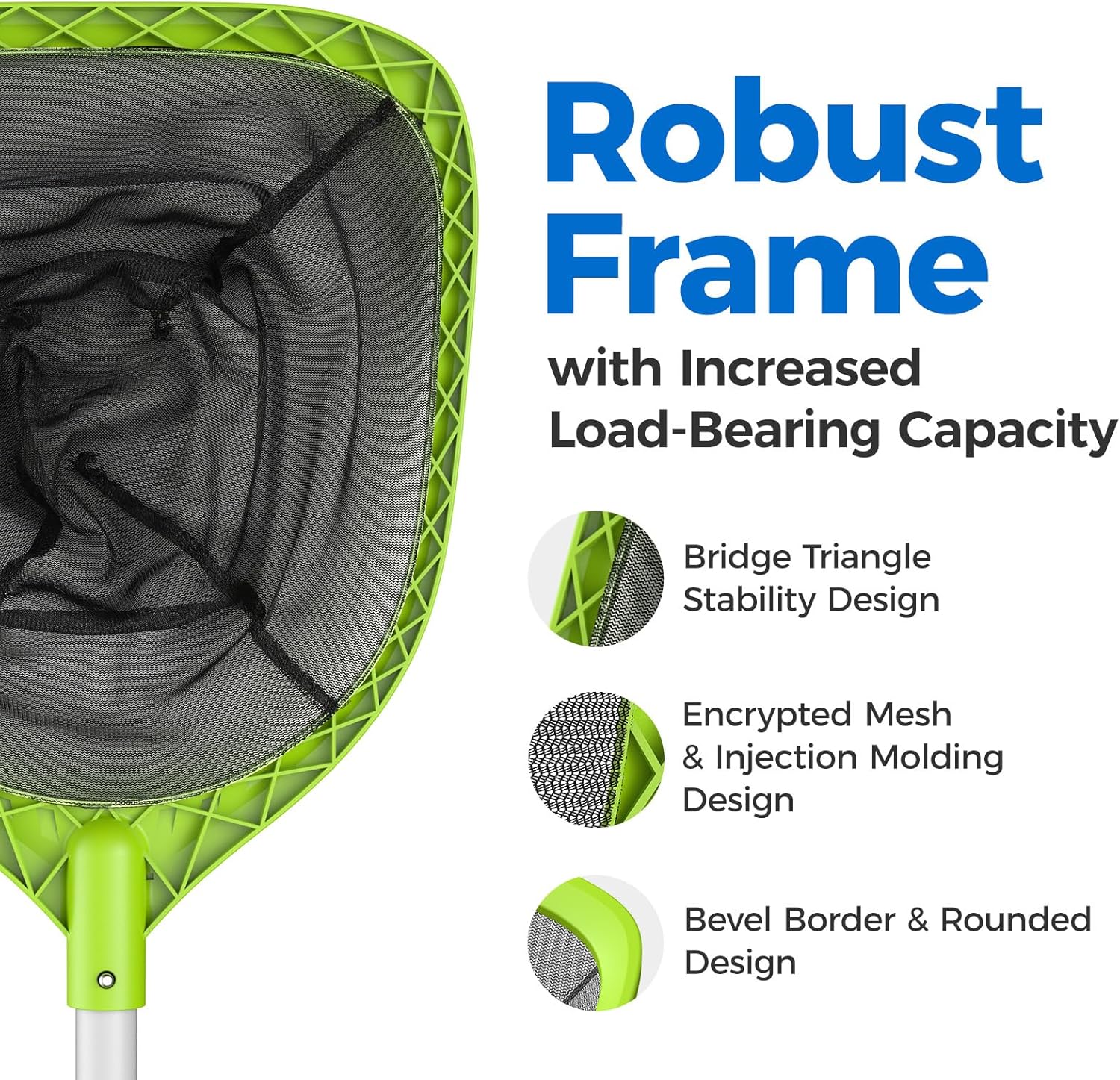 Swimming Pool Skimmer Net 57 inches, Leaf Rake Net with 4 Section Telescopic Aluminum Pole for Fast Cleaning Ponds