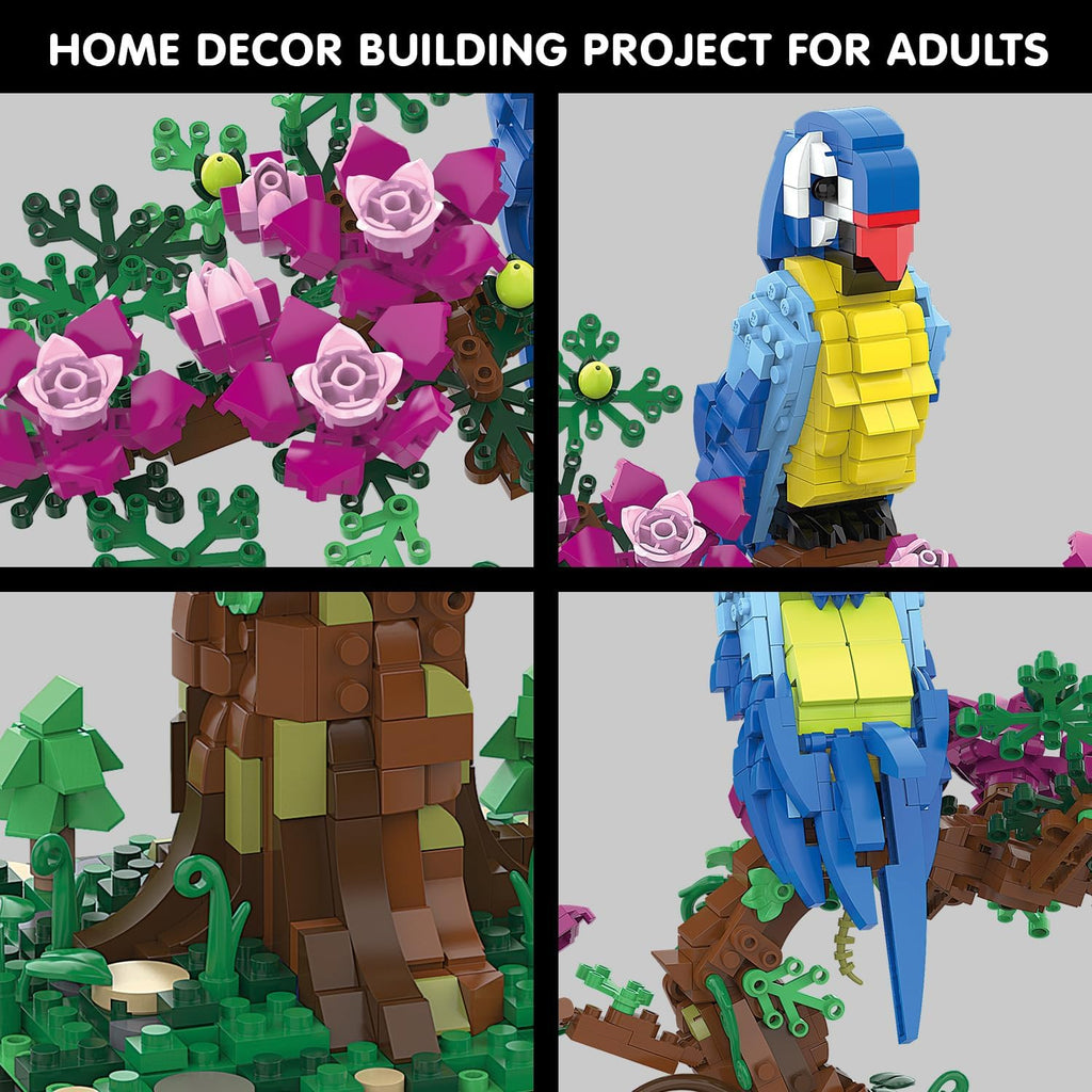Micro Brick Flower Parrot Toy Building Sets, Home Decor and Office Art Creative Gift, DIY Plant Model for Adults, for