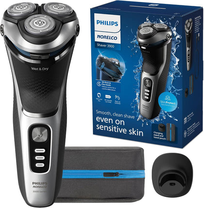Philips Norelco 3900 Electric Shaver, Storm Blue | 27 Self Sharpening ComfortCut Blades, 5D Pivot & Flex Heads, Wet
