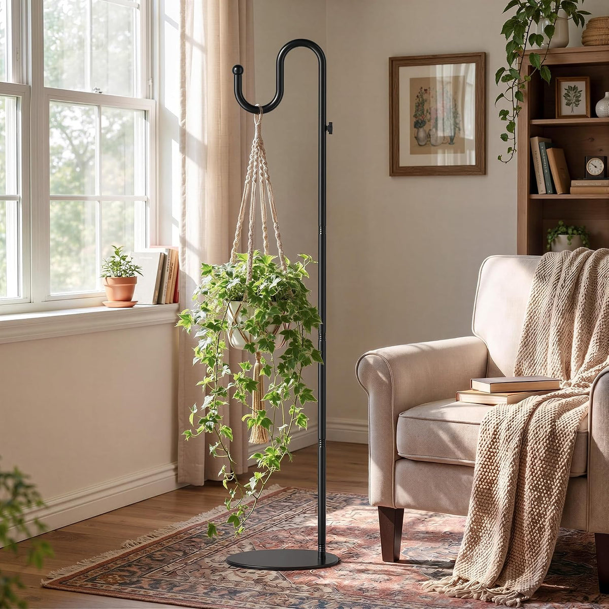 74" Shepherds Hook Stand: Hanging Bird Feeders, Wind Chimes, Plants