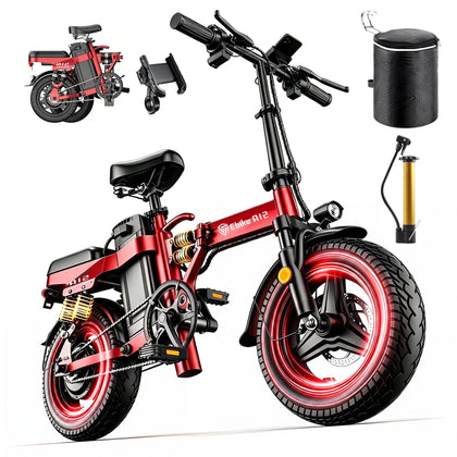 Folding Electric Bike for Adults, 3000W Peak Motor, 14" E-Bike