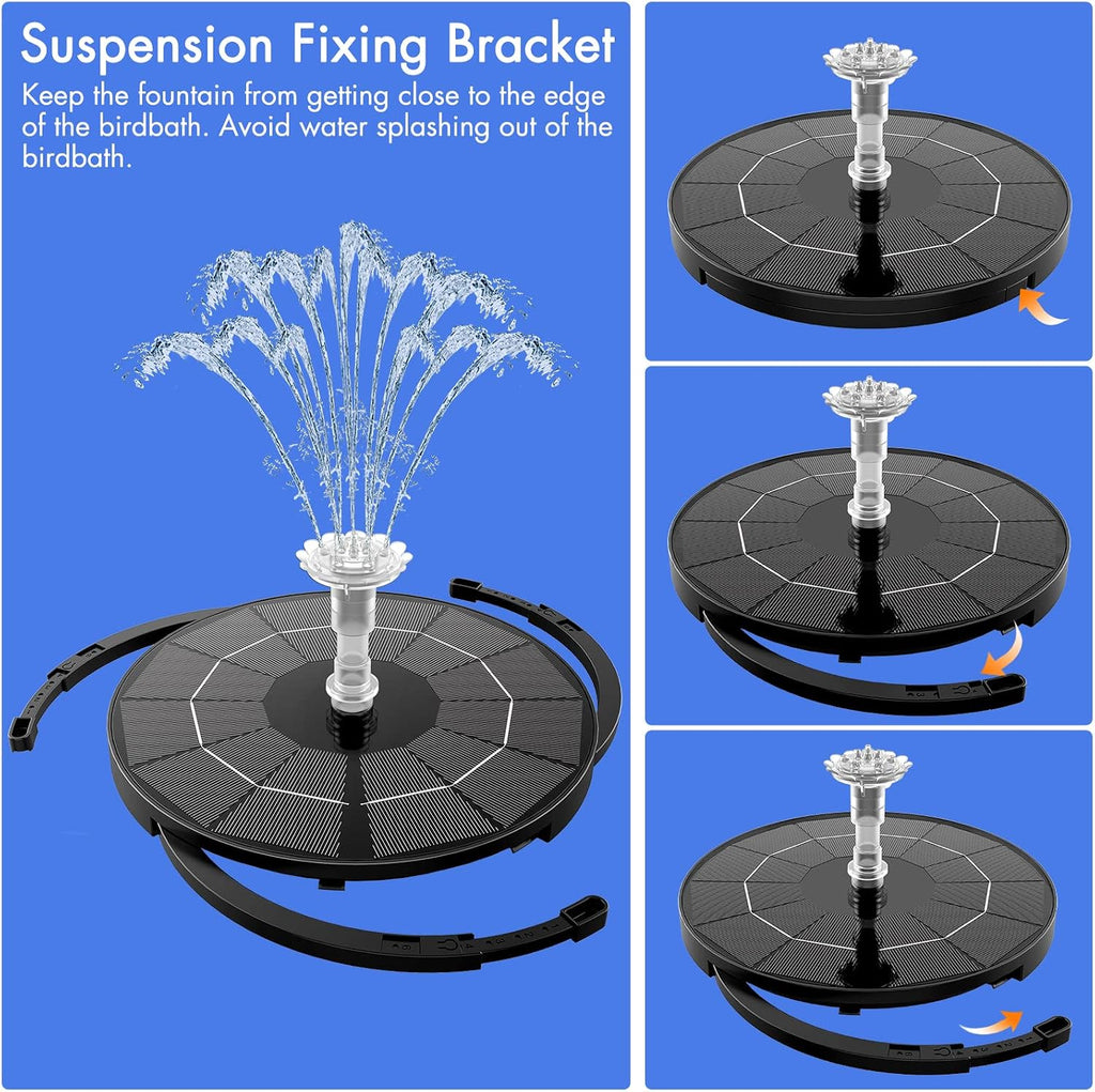 3.5W Solar Fountain Pump for Bird Bath Separated Design & 8 Nozzles