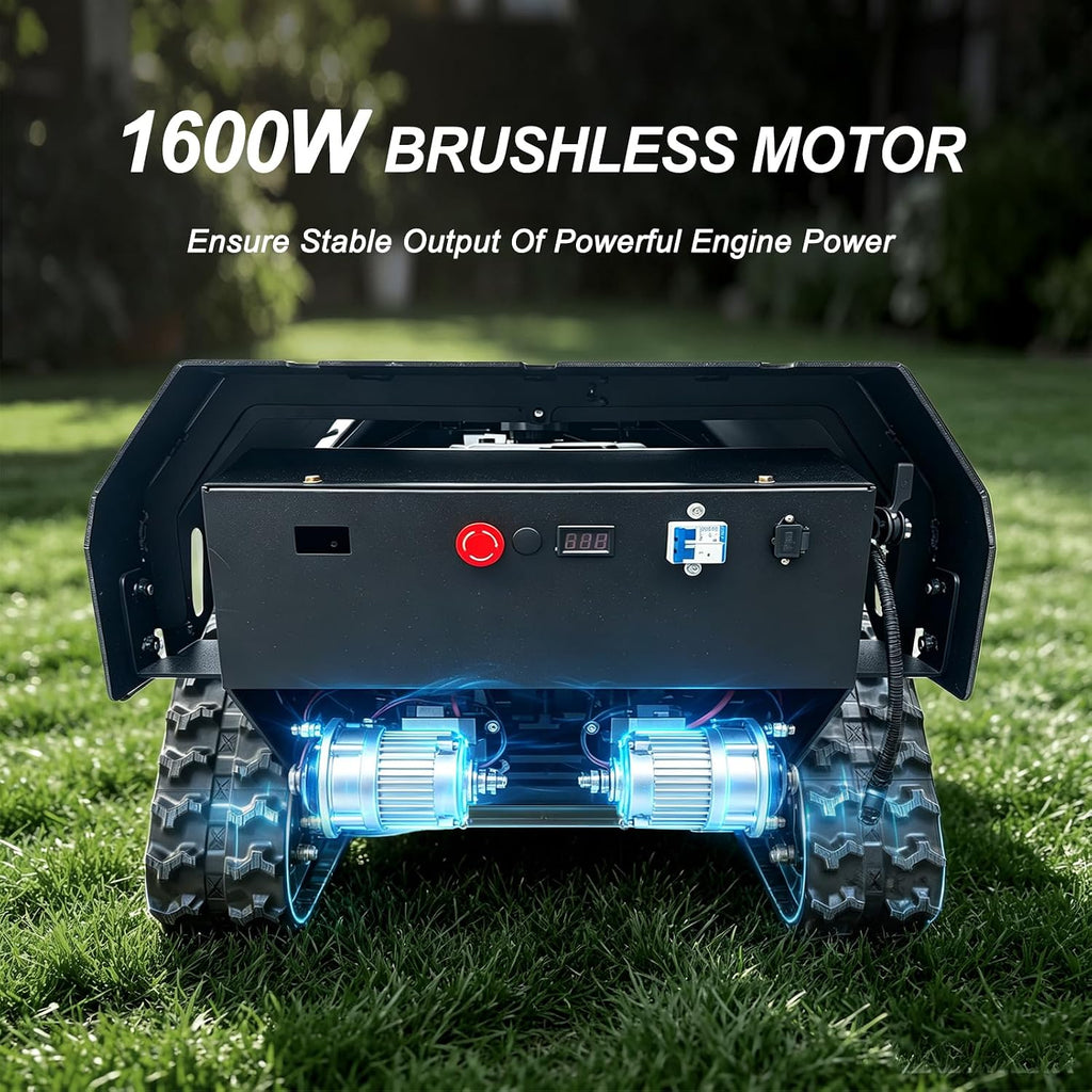 B&S 13.5HP Remote Control Lawn Mower - 39.5" Front Flail Deck Tracked Mower, 1600W Brushless Motor, 40° Slope Brush