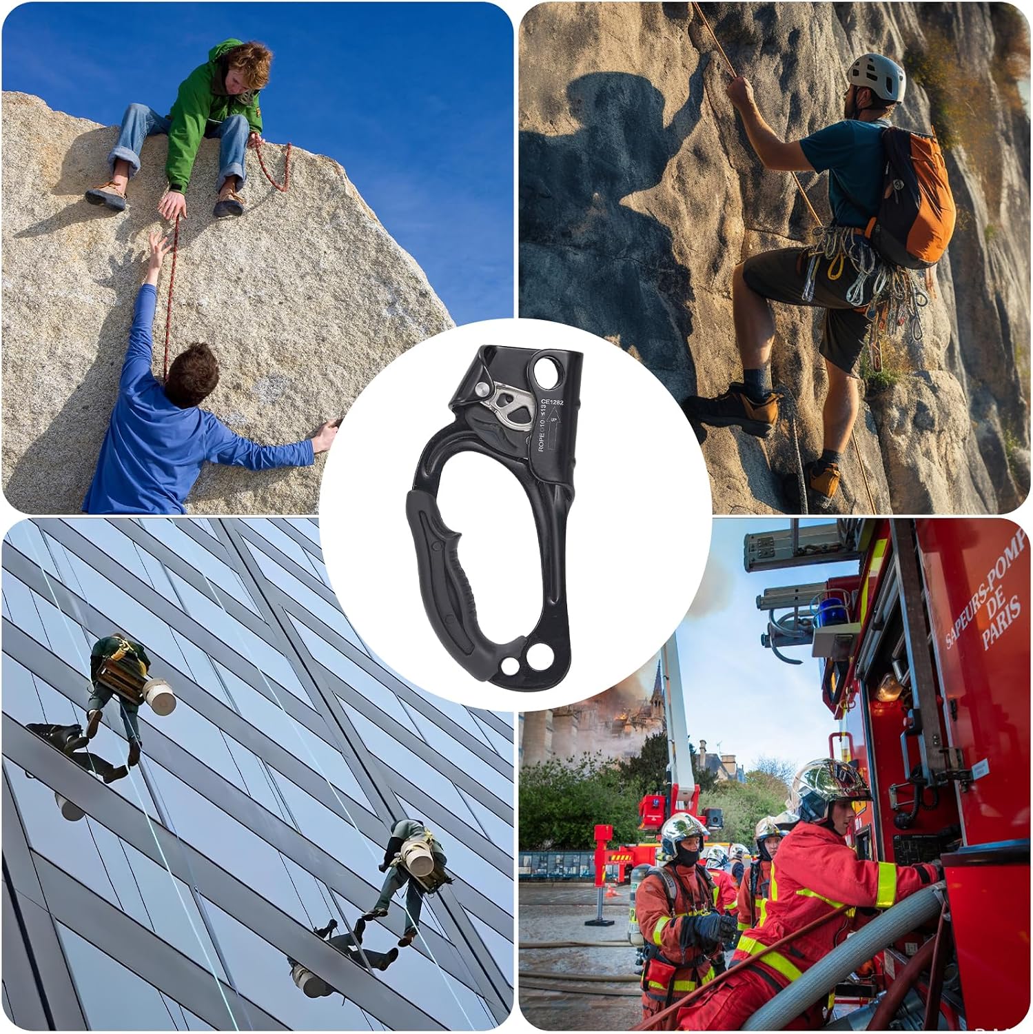 Hand Ascender, Rock Climbing Tree Arborist Rappelling Gear Equipment Rope Clamp for 10~13MM Rope