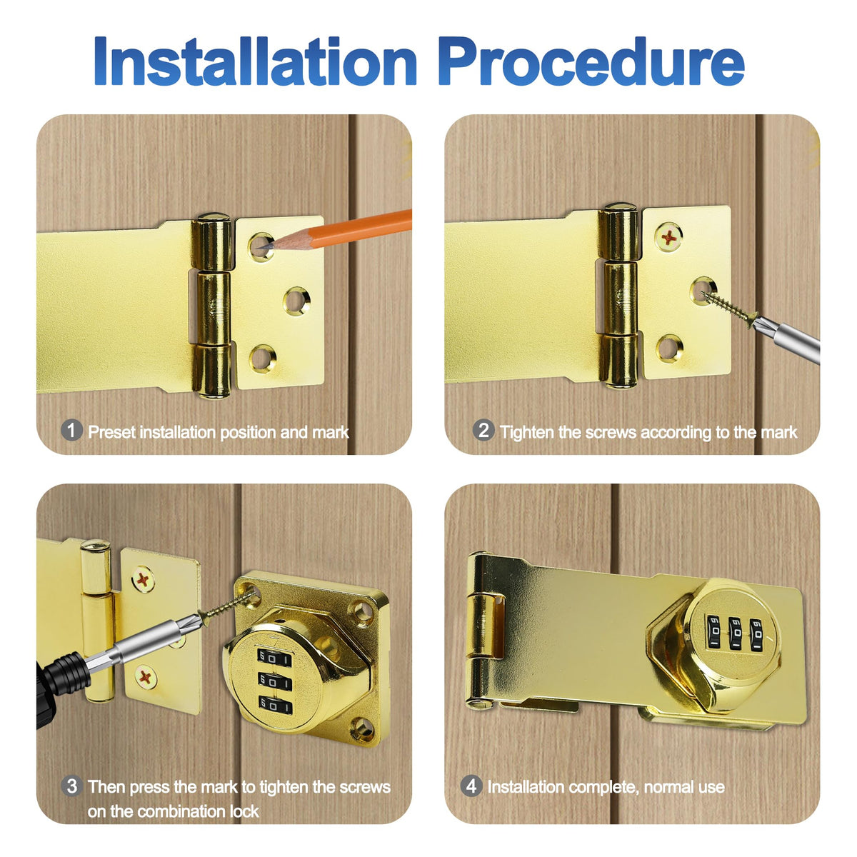 Gold Cabinet Locks with Combination, Password Hasp Locks