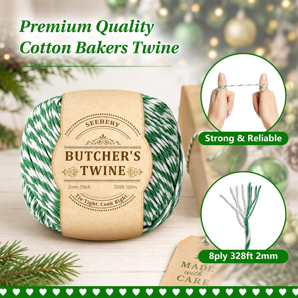 Cotton Bakers Twine, Cotton Twine String for Gift Wrapping, Baking & Crafts