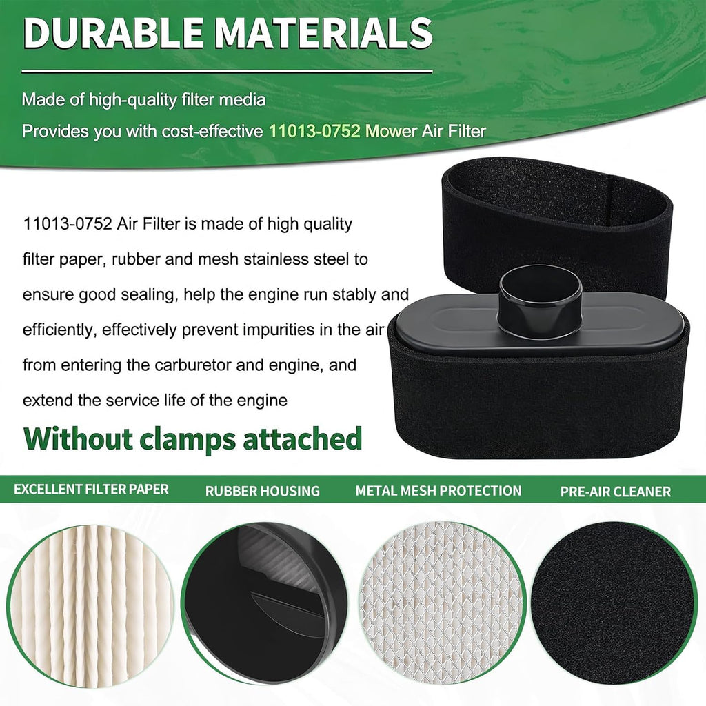 6 Packs 11013-0752 Air Filter FR691V with Pre Filter 11013-7046