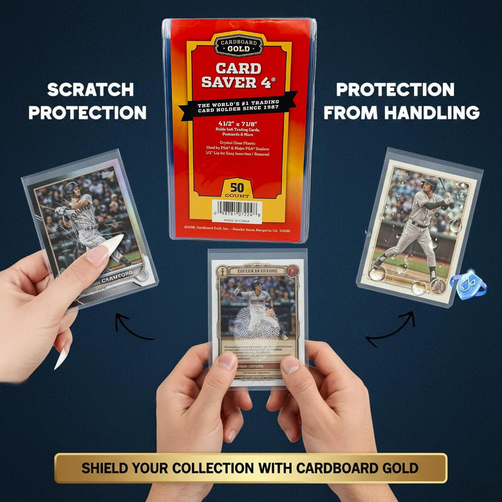 Card Saver 4 - Semi-Rigid Holders for Grading - 50 count | PSA BGS SGC CGC Submission Compatible, 4 1/2 x 7 1/8 Size