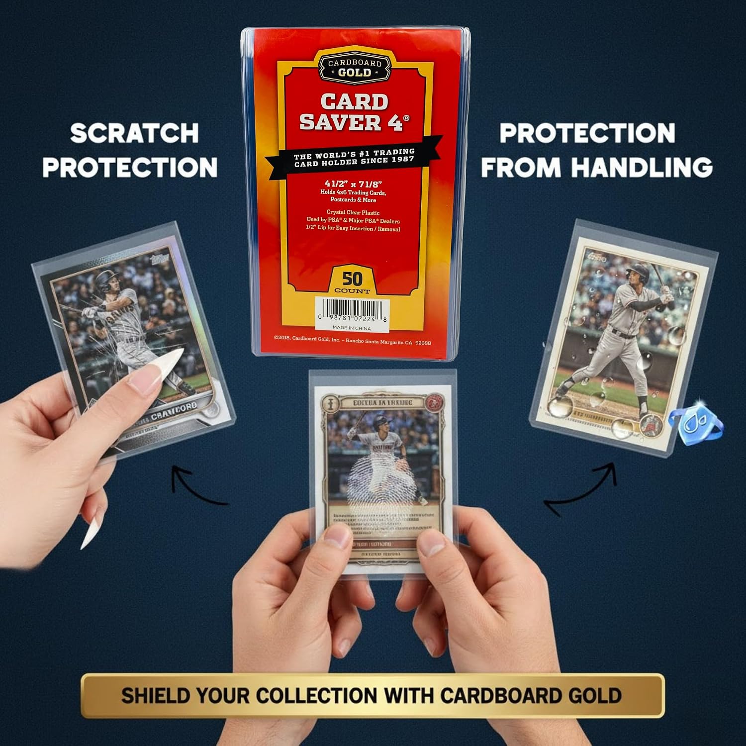 Card Saver 4 - Semi-Rigid Holders for Grading - 50 count | PSA BGS SGC CGC Submission Compatible, 4 1/2 x 7 1/8 Size