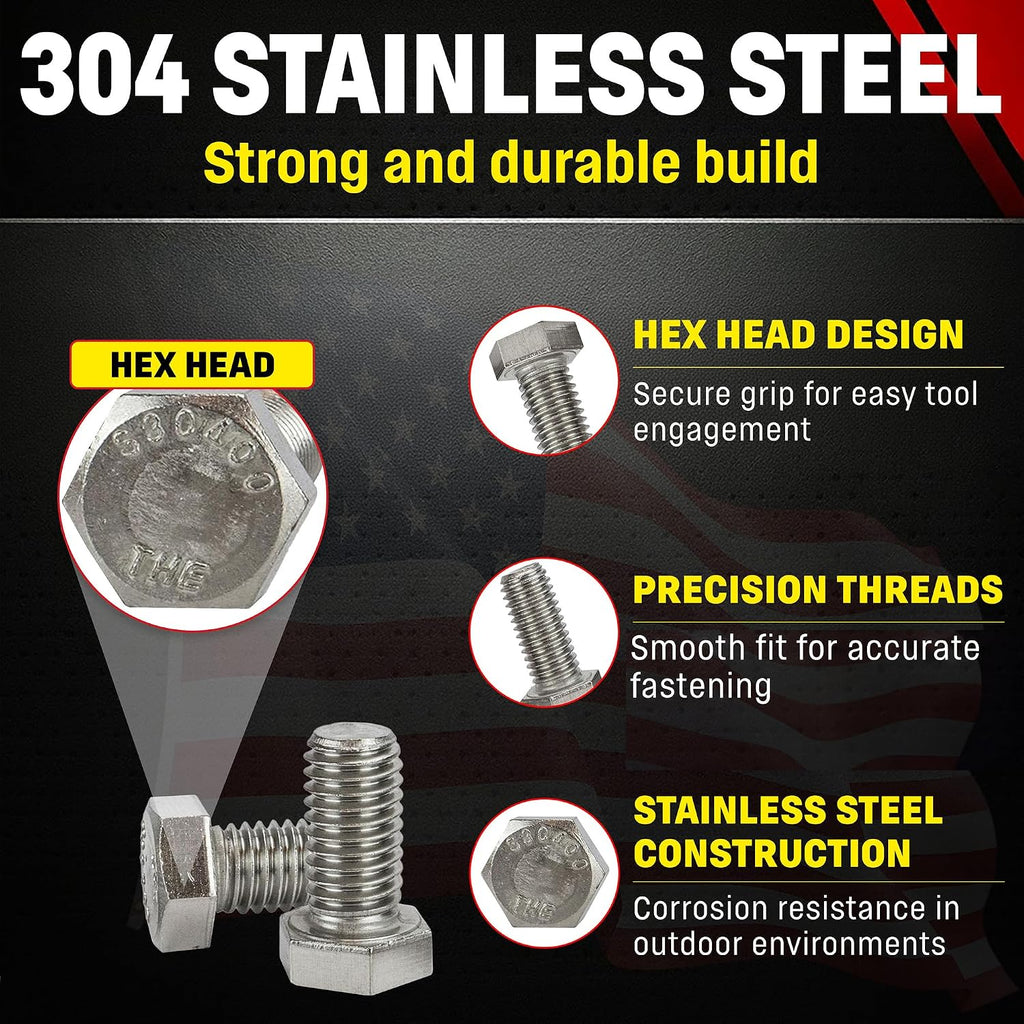 Chenango Supply 1/2-13 x 1 Stainless Steel Hex Head Bolts