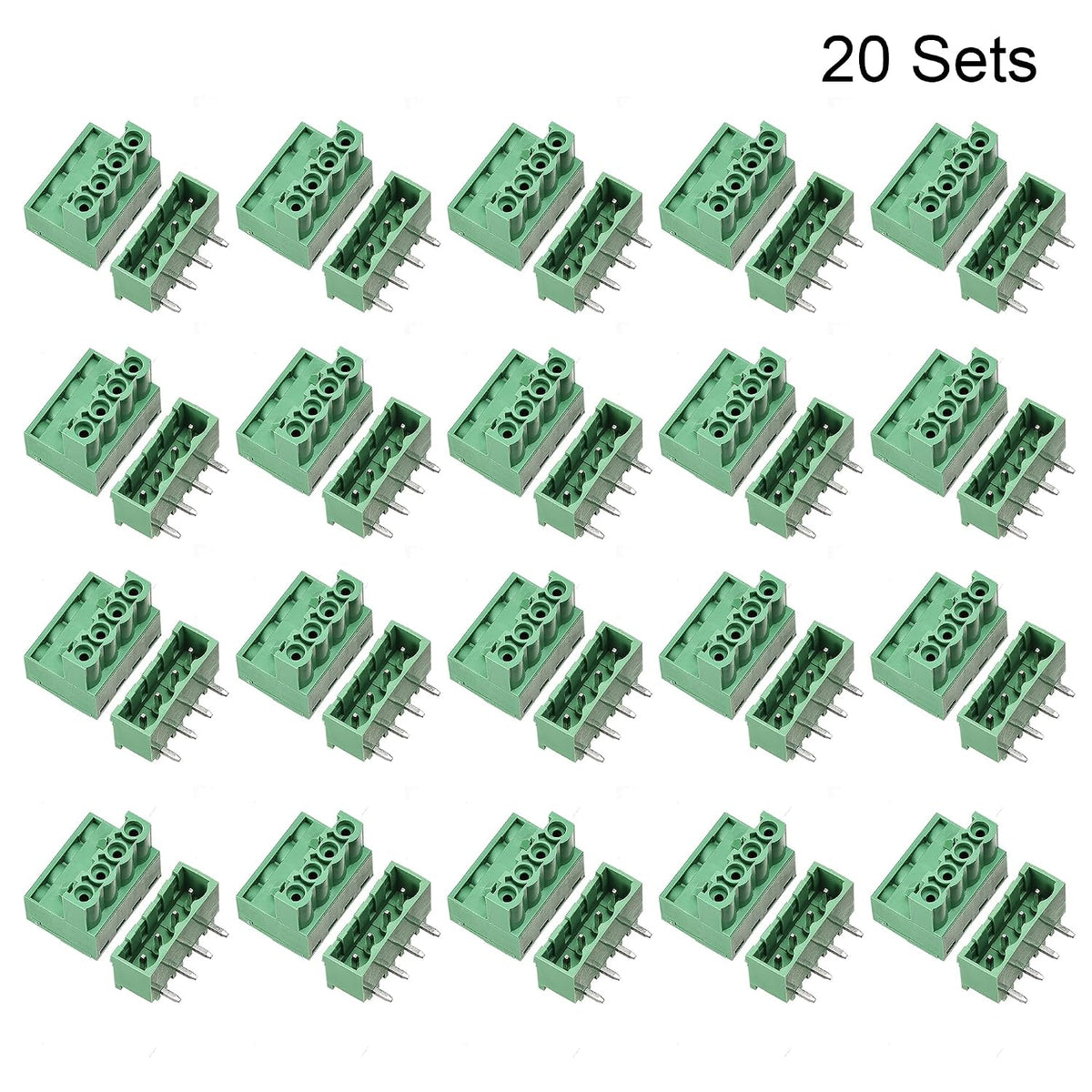 uxcell 4-Pin 5.08mm Pitch Right Angle PCB Screw Terminal Block Connector 20 Sets