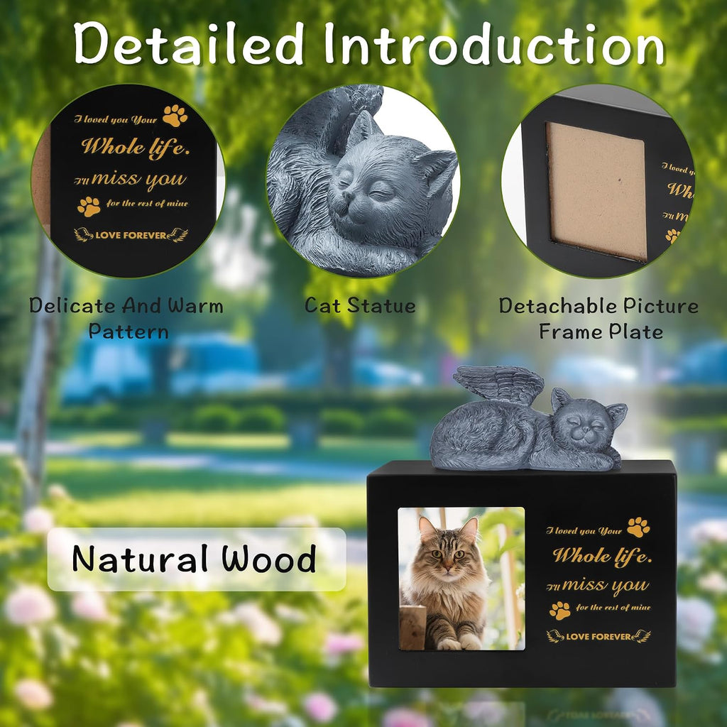 Pet Urn for Cat Ashe, Black Wooden Keepsake for Hair
