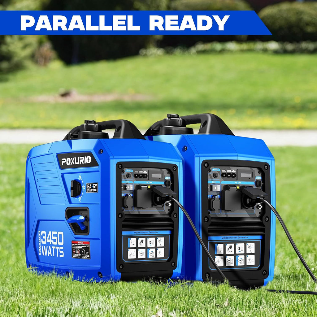 3450-Watt Portable Inverter Generator for Camping & RV, 1.6 Gallon Gas Tank for 8.3 Hours Use, 120V Gas Powered