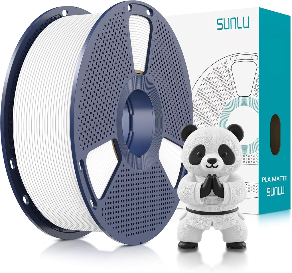 1KG PLA Matte 3D Printer Filament 1.75mm, Matte White | Frosted Matte Finish Hides Layer Lines, Low Warp & Smooth