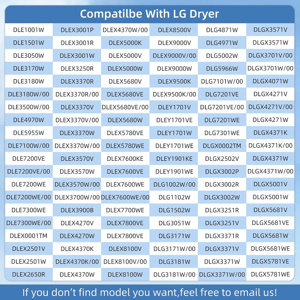 DLE2050W DLE5977W DLE3170W DLEX5170W DLE5955W DLE0442W DLGX7188RM Dryer Roller Kit for LG Kenmore, 4581EL2002L 4581EL2002C Dryer Drum Roller 4400EL2001F Dryer Belt and 4561EL3002A Dryer Idler Pulley