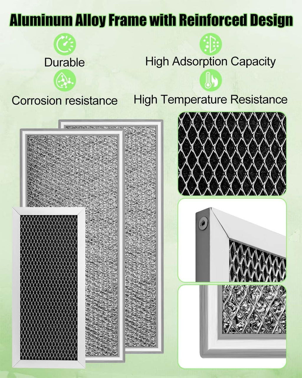 3 Pcs Microwave Charcoal & Grease Filter Fit for Samsung ME18H704SFS