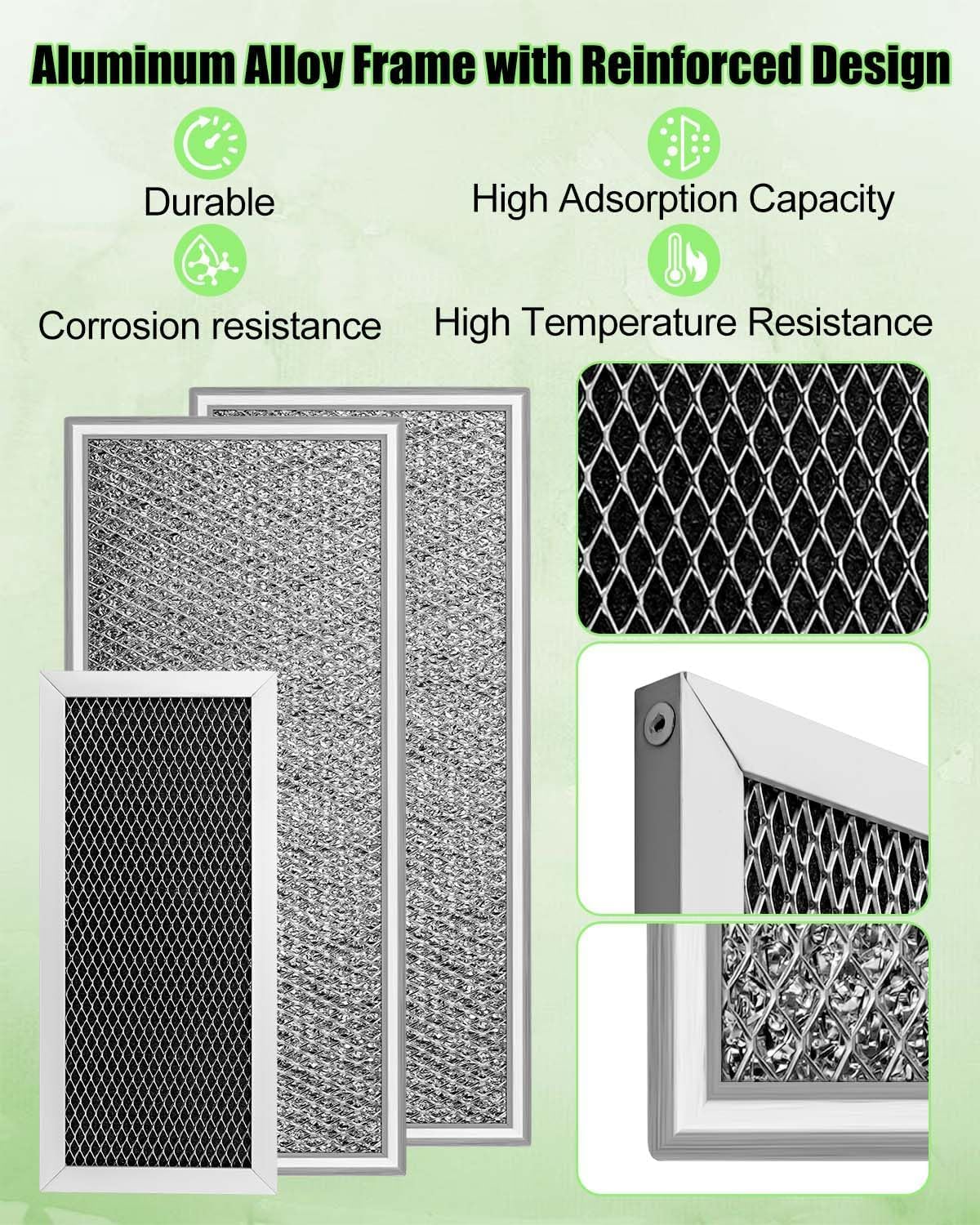 3 Pcs Microwave Charcoal & Grease Filter Fit for Samsung ME18H704SFS