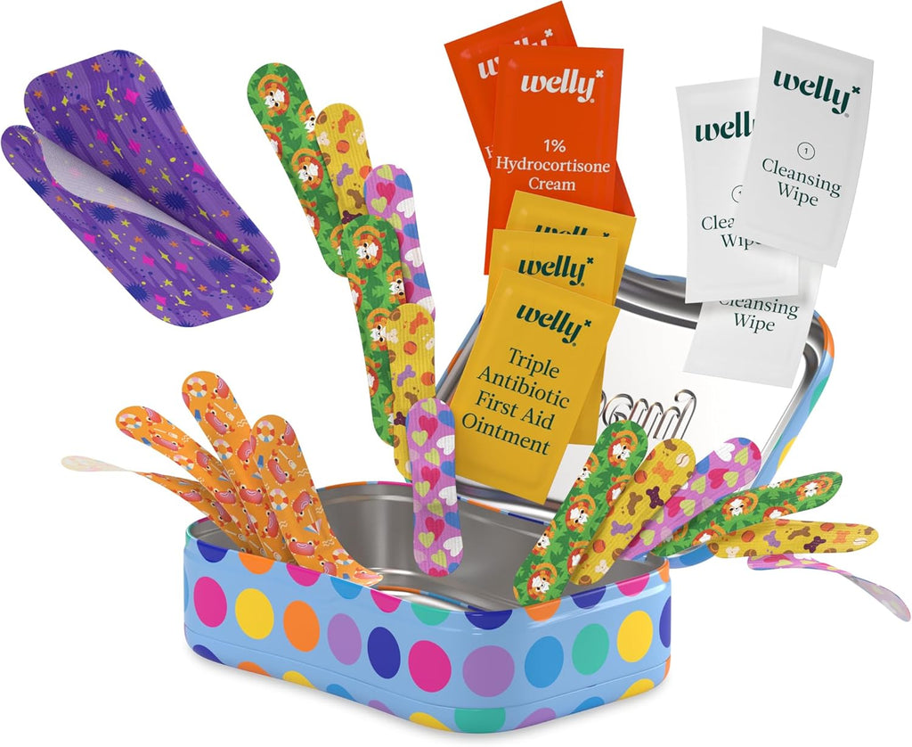 First Aid Kit - Bravery Badges in Flexible Fabric and Waterproof, Singe Use Ointments Triple Antibiotic, Cleansing