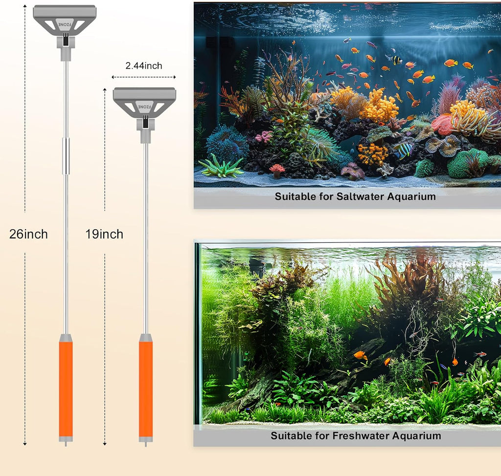 Algae Scraper, Adjustable 19-26 Inch Aquarium Cleaner with Blades