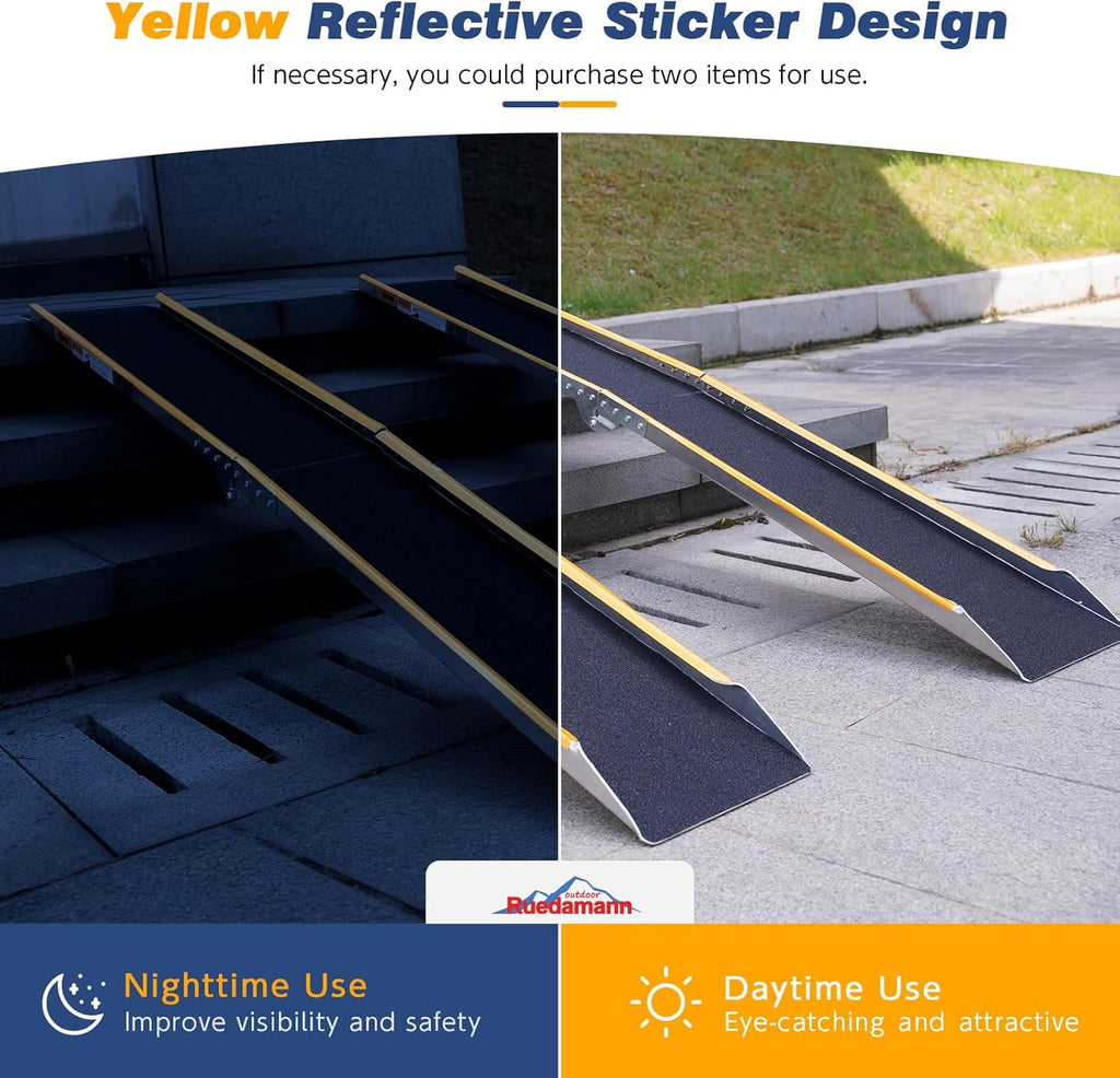 71" Aluminum Loading Ramps for Pickup Trucks, 600Lbs Capacity | Folding Motorcycle Ramp, ATV Truck Ramps for Dirt