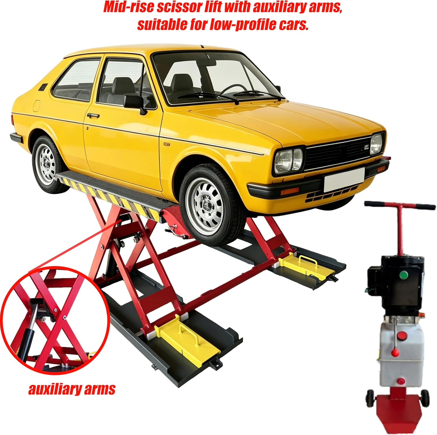 X77 7000Lbs 110V Portable Car Lift Scissor Lift, Electric Release 39.37" Auto Lift Adjustable Mid Rise Lift for Cars