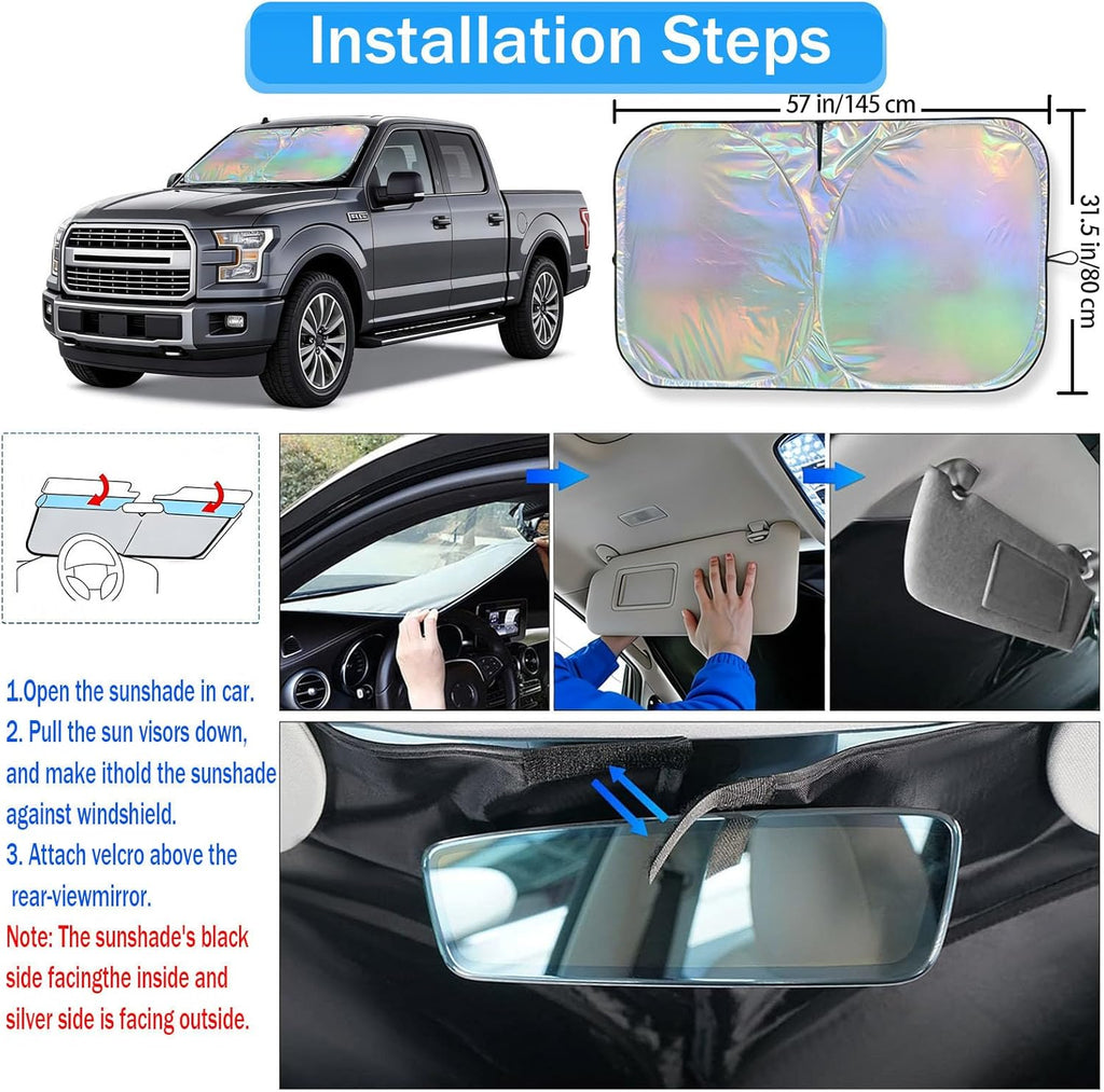 Window Shades for Car Windshield - Foldable Car Window Shades, 210T Reflective UV Block Sun Visor, Keep Vehicle Cool
