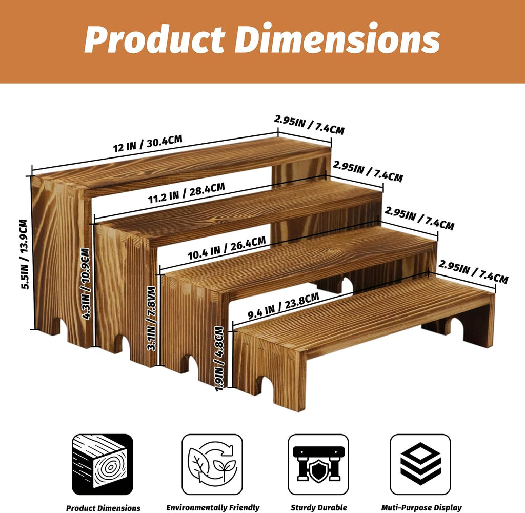 4 Set Wood Display Risers, Stackable Cupcake Stand for Party Dessert Table
