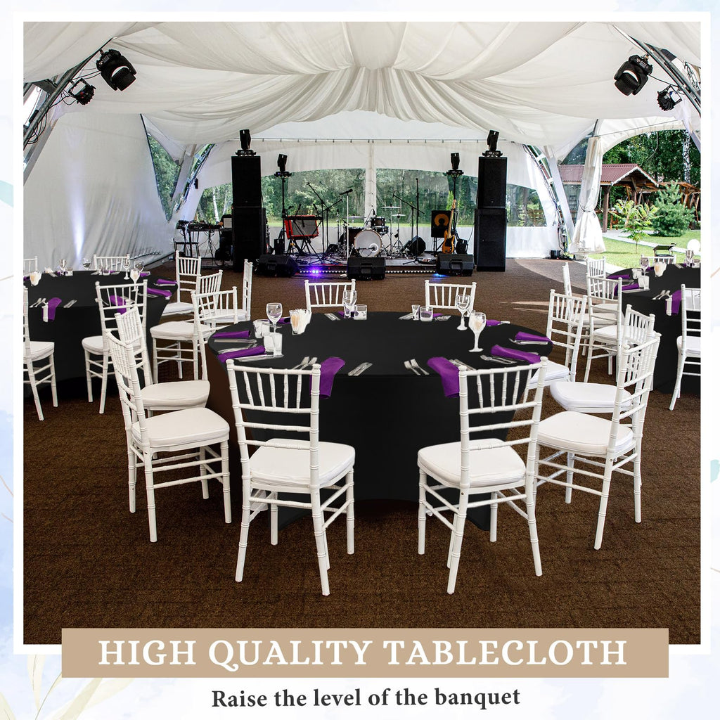 15 Pcs Spandex Round Tablecloth Fitted Stretch, 5 Ft,60inch, Black