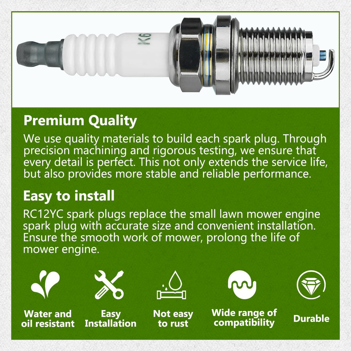 Replacement 692051 499608 Spark Plug for Briggs & Stratton Lawn Mower Models
