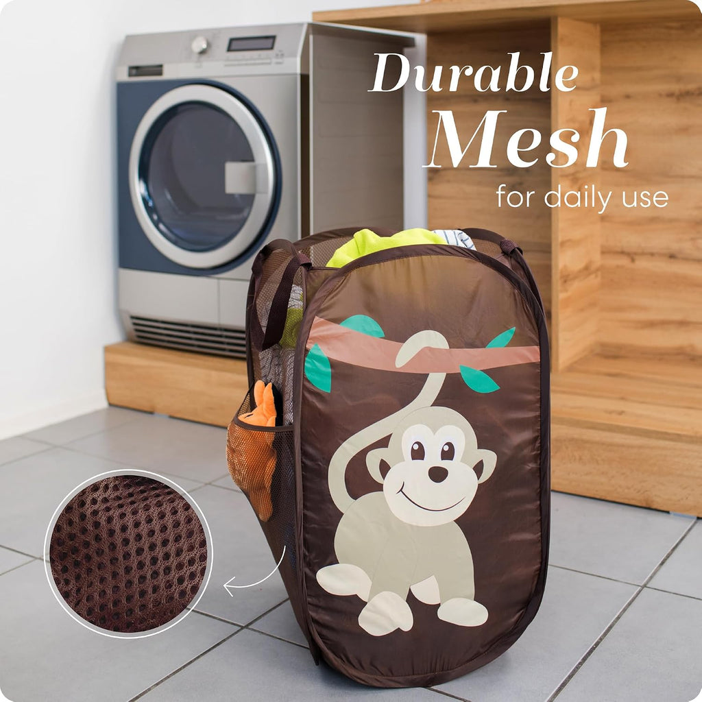 Collapsible Mesh Pop Up Laundry Hamper with Side Pocket – Breathable, Space-Saving, Foldable Basket for Clothes