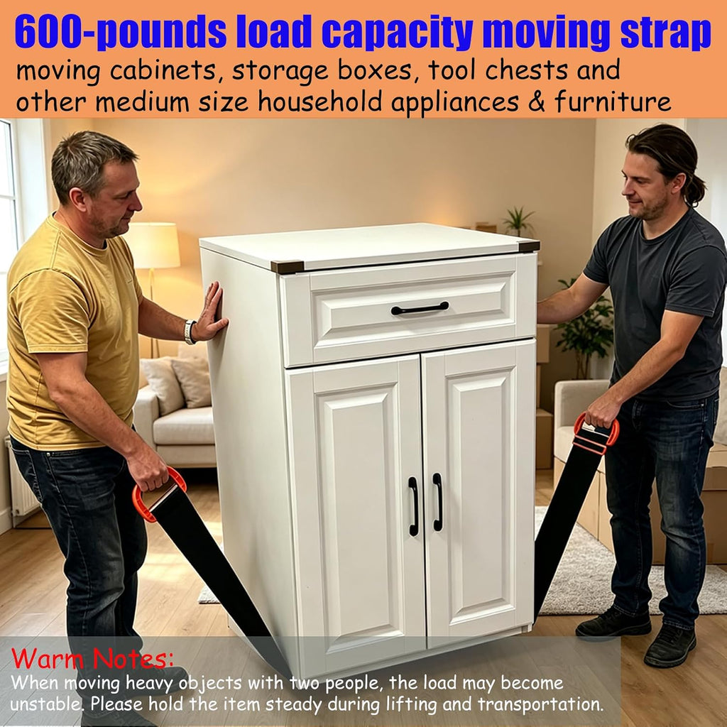 Single Person Moving Lifting Strap, Heavy Duty Furniture Moving Belt with Comfort ABS Handle, Adjustable Length