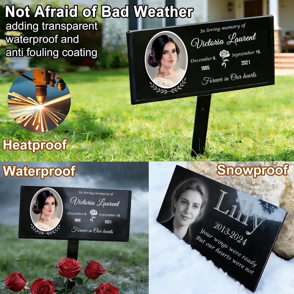 Headstones for Graves, Personalized Granite Memorial Stone,Grave Markers for Cemetery for Humans,Memorial Plaque for