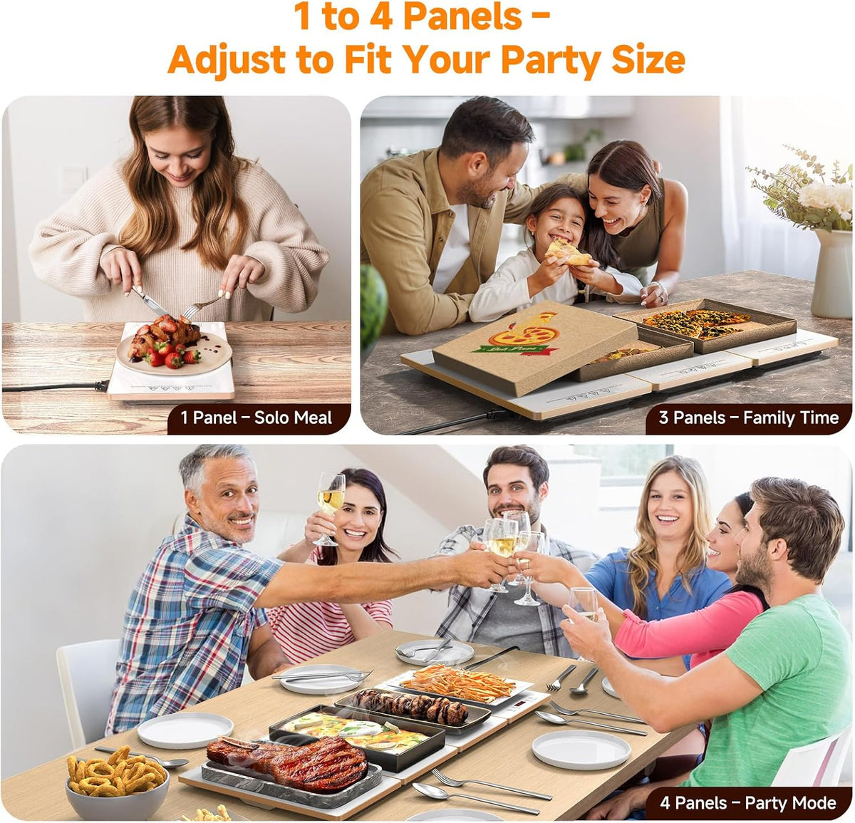 Food Warmers for Parties Buffet – 4-in-1 Electric Warming Tray for Food with 10 Temp Settings & Timer, 33"x15" Glass