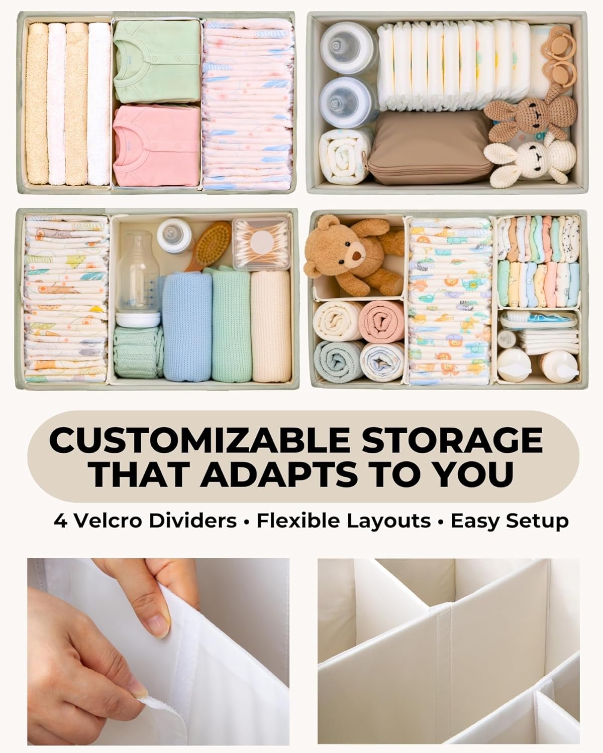 Baby Diaper Caddy Organizer with Portable Changing Mat - Teddy Fleece Diaper Organizer for Changing Table - Basket