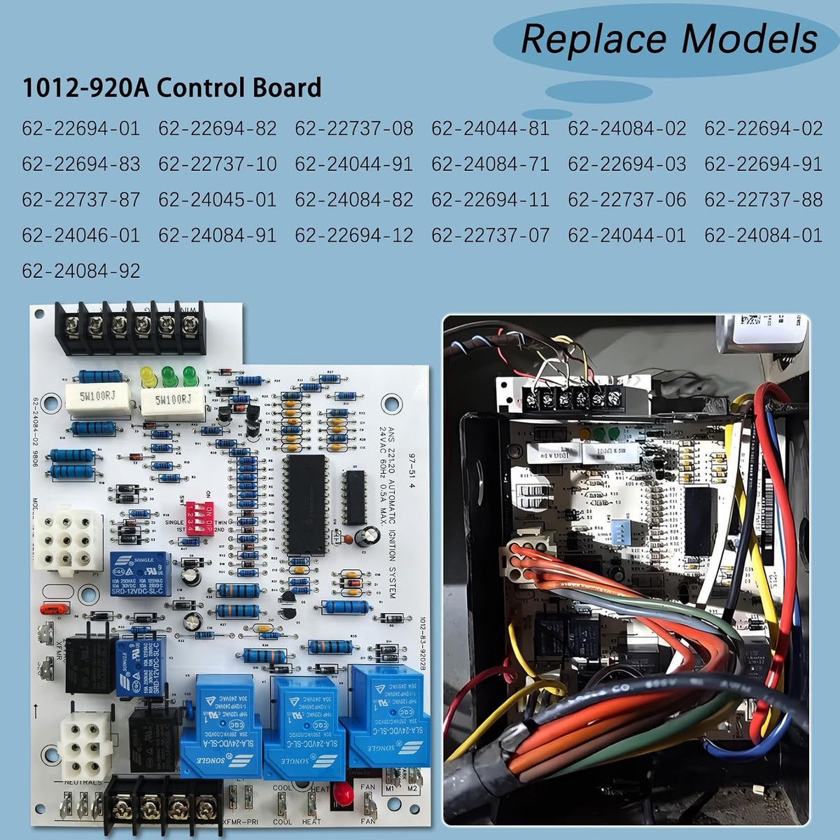 1012-920A Furnace Control Board for Rheem Ruud 62-24084-82 62-24084-02