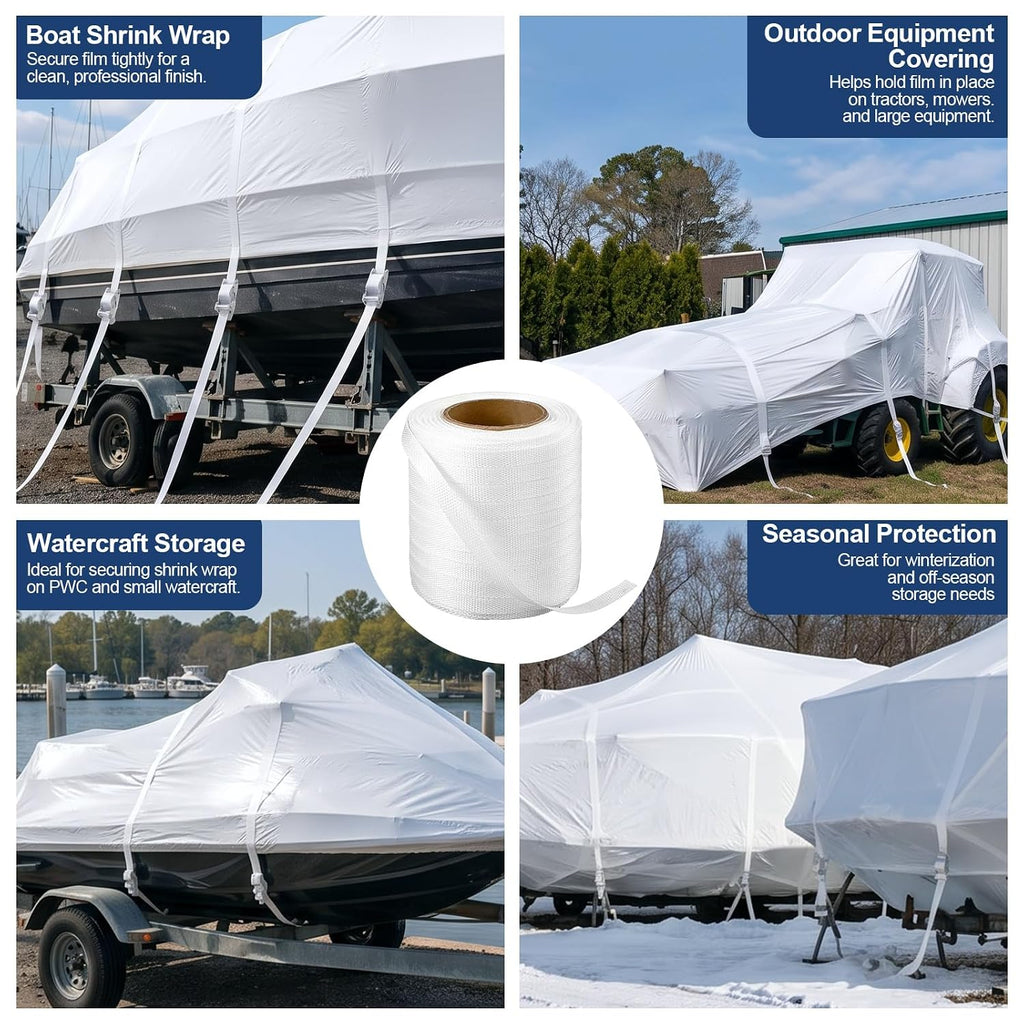 1/2" x 500' Cross Woven Poly Strapping Cord for Shrink Wrap