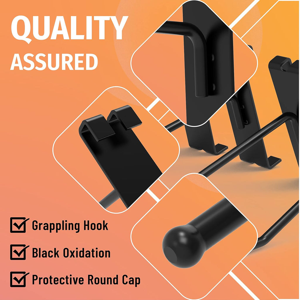 32 Pack 6 Inch Black Gridwall Hooks for 3 × 3 Wire Grid Panel | 30 lb Capacity Metal Display Hangers for Retail Store