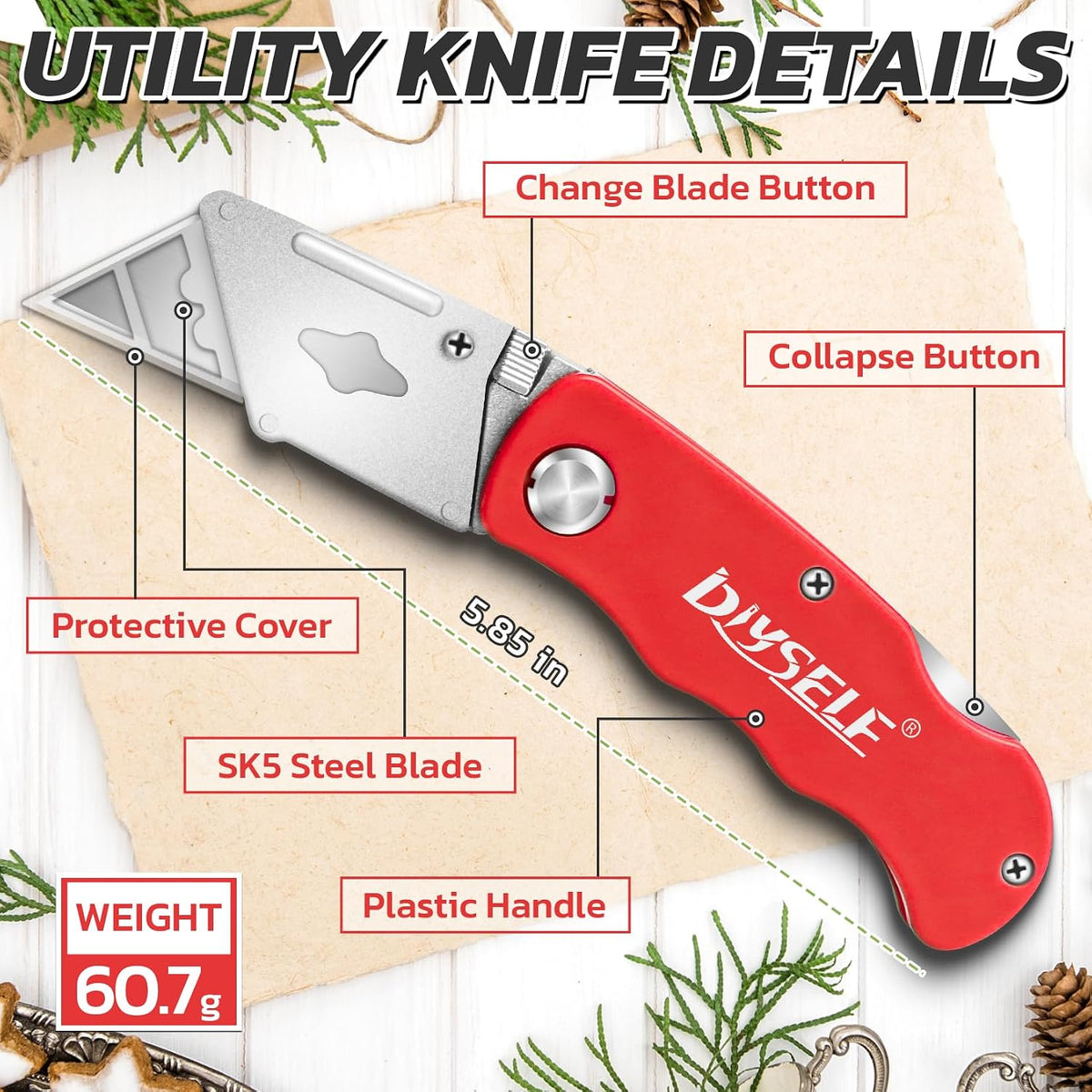 4 Pack Box Cutter Utility Knife with 10 Extra Blades