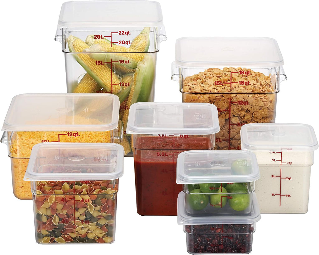 Food Storage Container - Classic Series Square - 2 QT (Quart) - Commercial Grade for Food Prep (Clear)