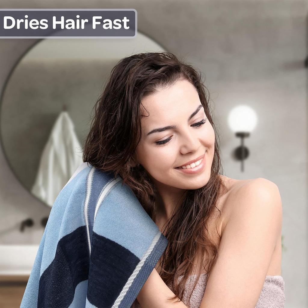 Bathroom Towels Set, Bathroom Accessories, Navy, Set of 6 | Includes 2 Bath Sheets, 2 Hand Towels, and 2 Wash Cloths