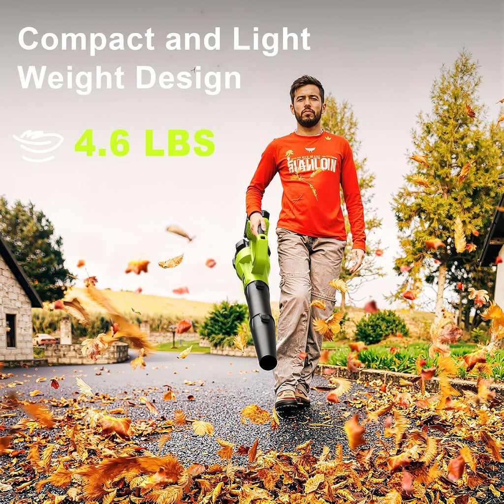 Leaf Blower Cordless with 2 Batteries and Charger, Electric Battery Powered Cordless Leaf Blower, Portable