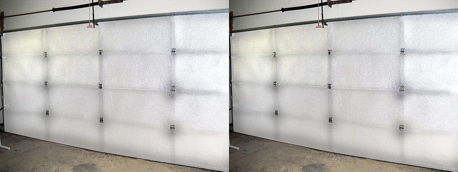 NASA TECH White Reflective Foam Core 2 Car Garage Door Insulation Kit 16FT (Wide) x 8FT (HIGH) R Value 8.0 Made in