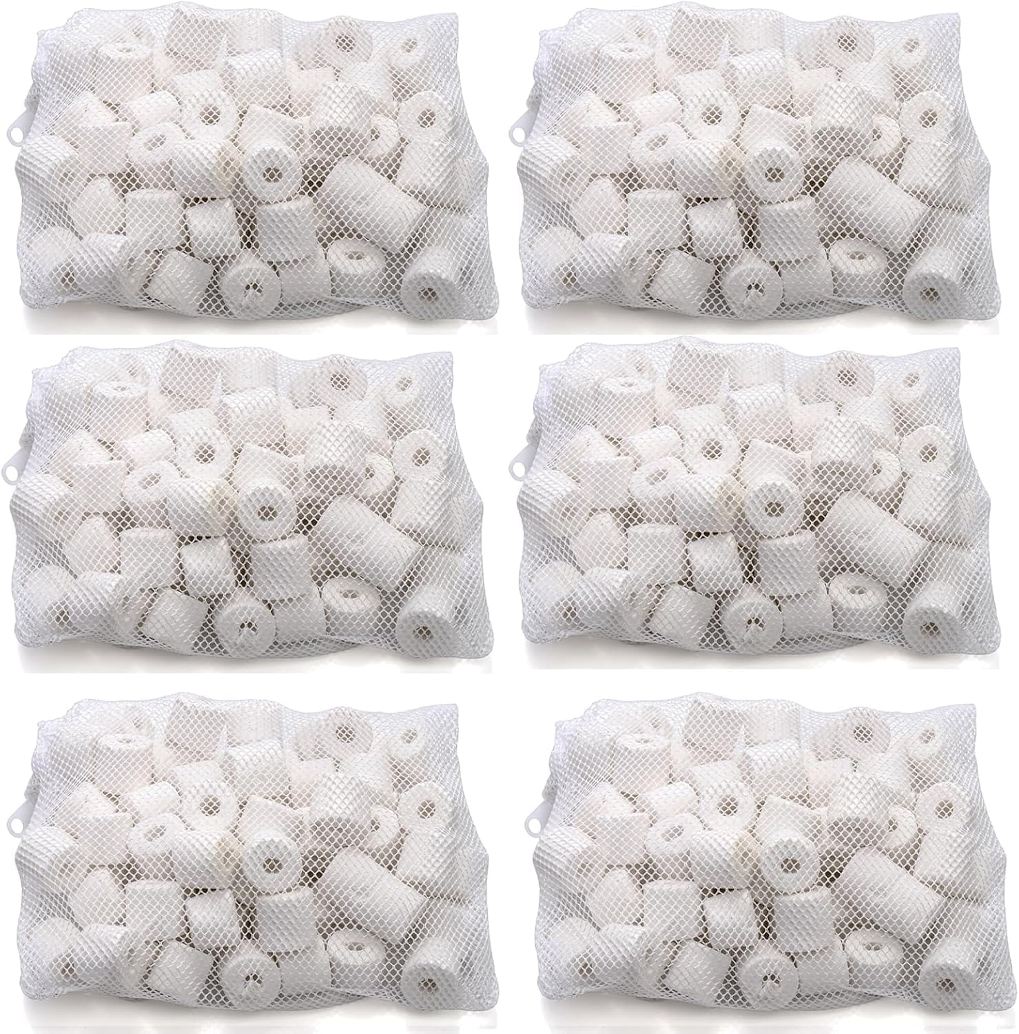 6 Lb Aquarium Filter Media Ceramic Rings, Premier Bio Filter Medias with Zipper Mesh Bags for Koi Pond, Canister