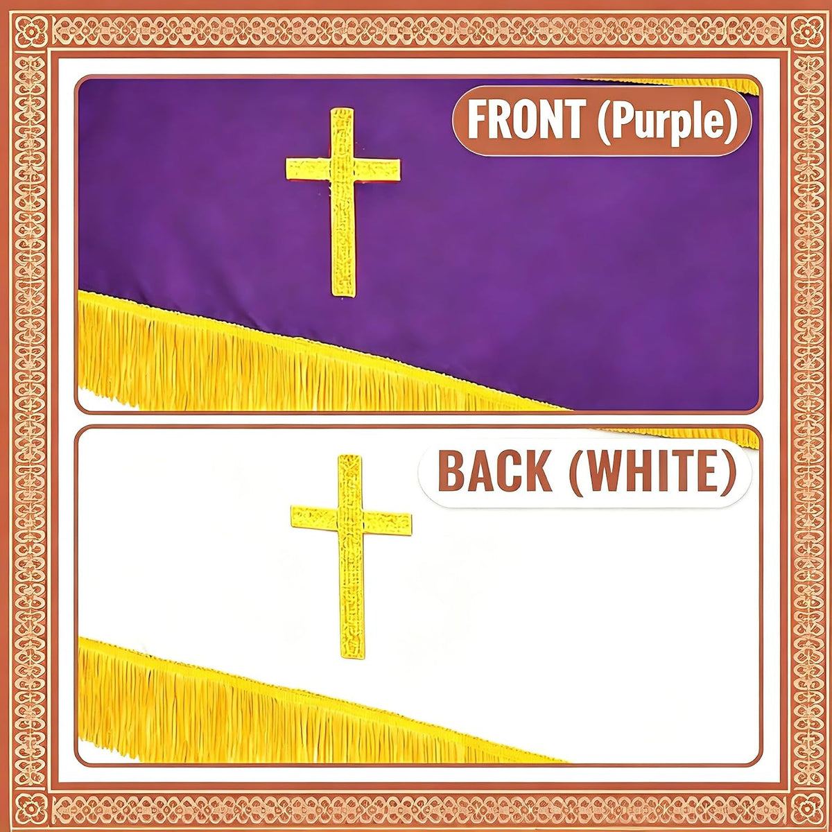 Set of 3 Reversible Parament Set,Pulpit Scarf and Communion Table Runner Bible Bookmark with Embroidered Cross Church