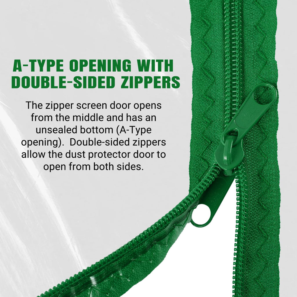 (2-Pack) Plastic Zipper Door Dust Protector, 4 ft x 7 ft Heavy-Duty Plastic Sheeting with Green Zipper Door Dust