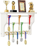 Medal Hanger Display, 3-Tier Solid Wood Trophy Shelf Rack | Medal Holder,2 Medal Bars,17 Metal Hooks,Heavy Duty